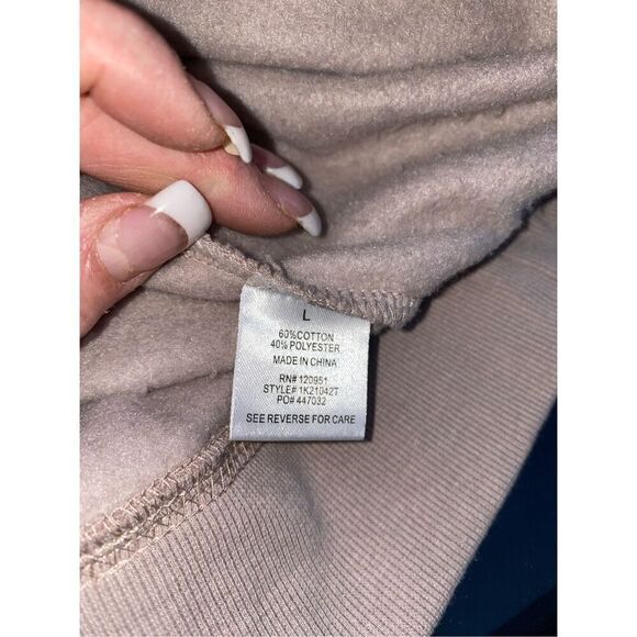 Hippie Rose Hoodie Star Kangaroo Pocket Drawstring Hood Quarter Zip Sz L Tan - Picture 12 of 14